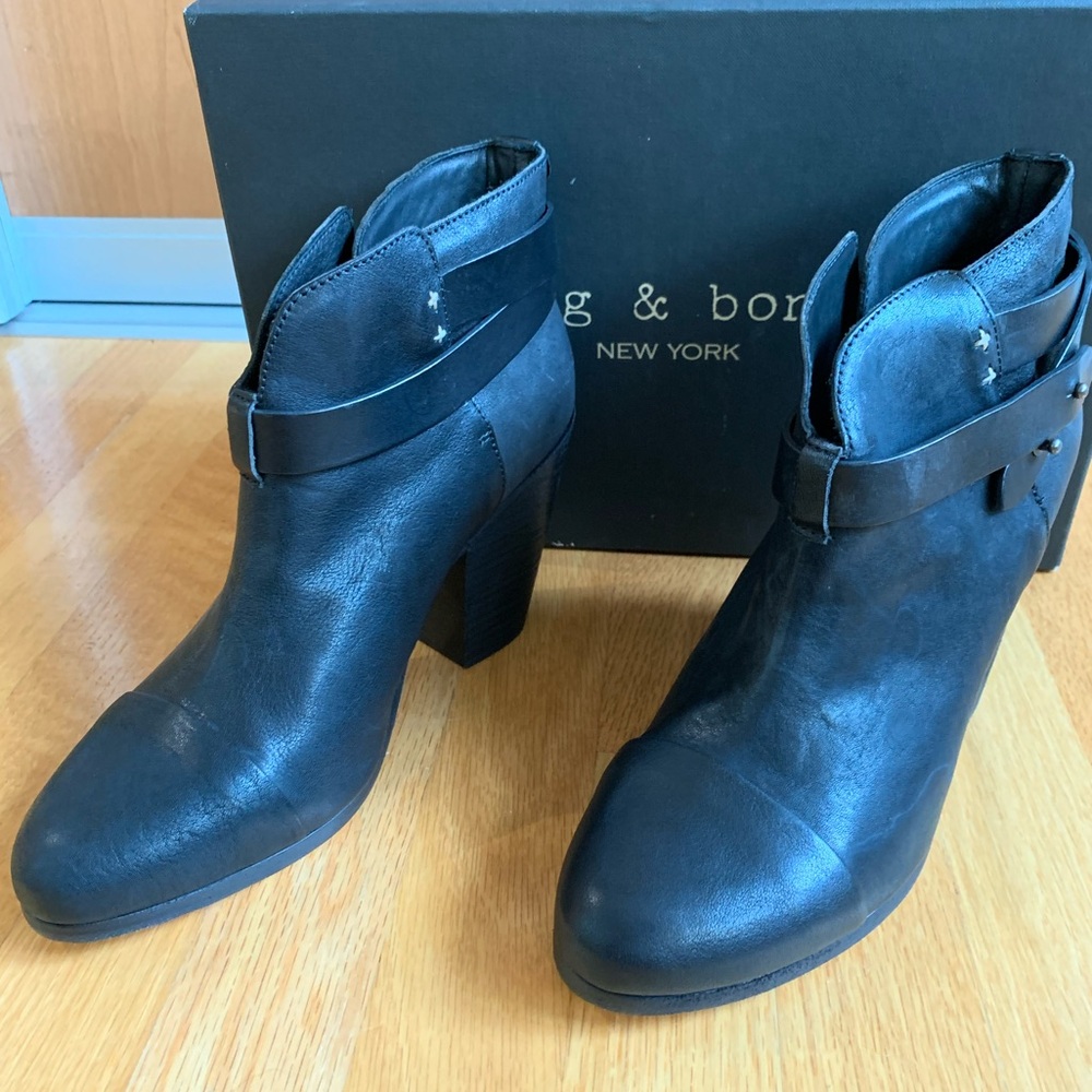 Rag & Bone Leather Harrow Booties - Cont Black